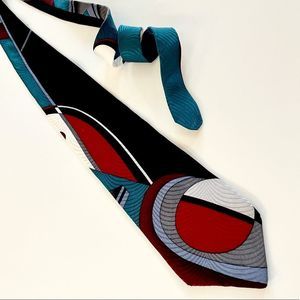 Men’s Silk Neck Tie with Mod Bold Graphic Print, 3 3/4” wide, yApré